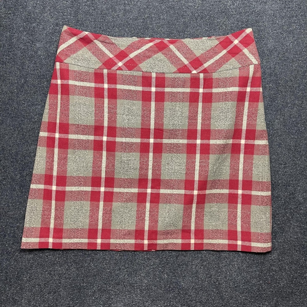 Eddie Bauer Skirt Womens 14 Red Plaid Wool Blend A-Line‎ Short Lined Fall Twill